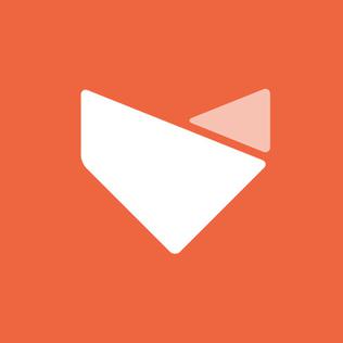 Geometric logo mark against orange background